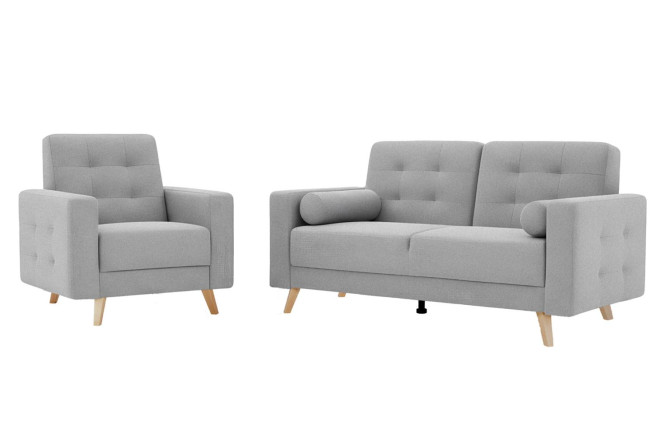 Изображение товара Диван-кровать и кресло Норман серый - современная мягкая мебель для дома