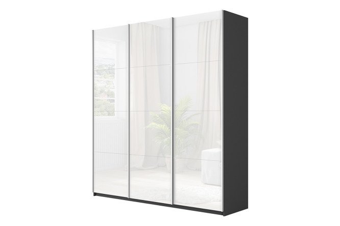 Изображение товара Шкаф-купе 3-дверный Cors 210х230 см, серый диамант, фасад белый глянец