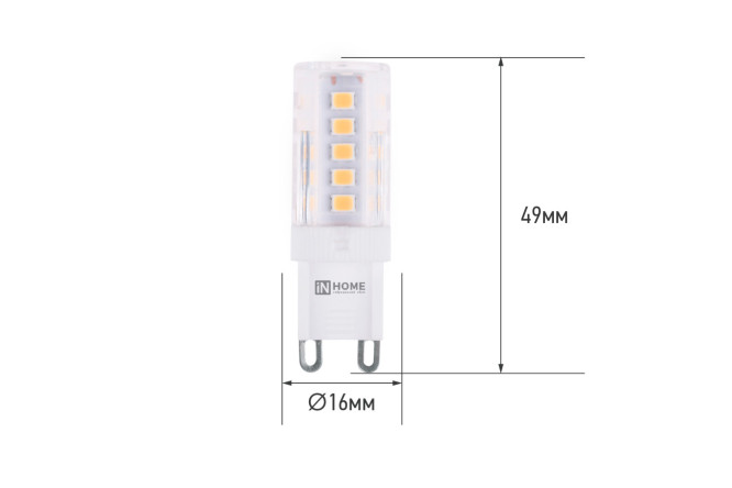 Лампа светодиодная IN HOME LED-JCD G9, 5W, Капсула, 4000 К, Естественный