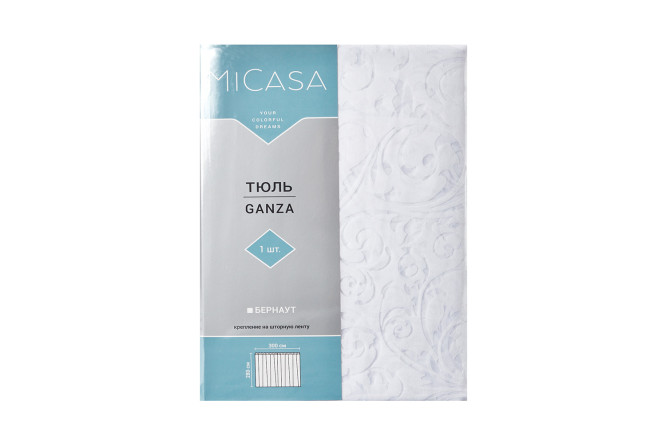Тюль MICASA Ganza 300х280 см, 1 шт., цвет белый