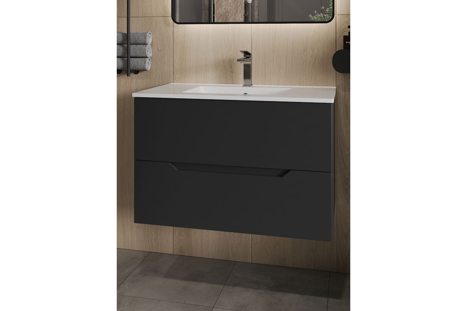 Тумба подвесная ORANGE Line 80 Li-80Tub+RA 81.5 см, цвет каркаса чёрный, фасада чёрный
