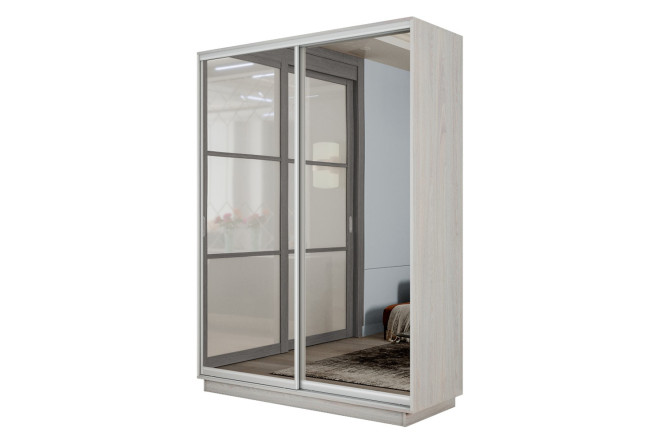 Изображение товара Двухдверный шкаф-купе Slide-2 v.2 120х220 см с зеркалами и анкор ясенем