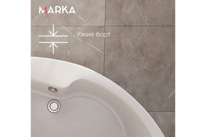 Ванна пристенная Marka One Аура (Aura) R, правый, белый 160x105 см
