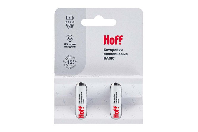Изображение товара Батарейки алкалиновые HOFF Basic LR03-2BL AAA, 2 шт.