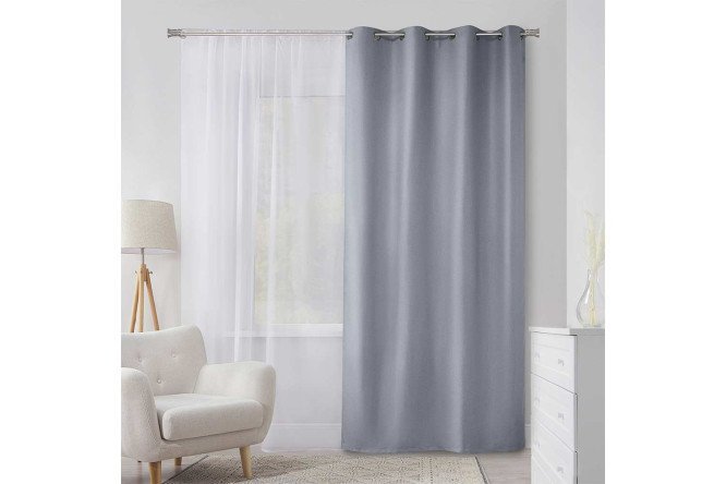 Изображение товара Штора ESTUDI BLANCO Tris 150х280 см серо-голубая качественный жаккард