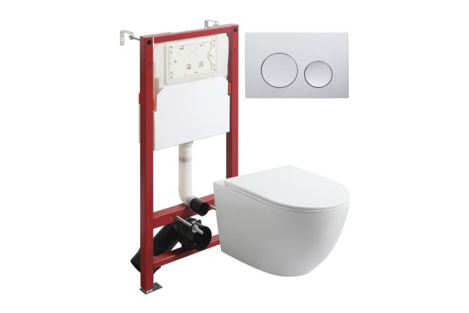 Изображение товара Подвесной унитаз с инсталляцией AGGER ATI07150+APB100 белый