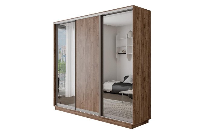 Изображение товара Шкаф-купе 3-дверный Оптима дуб табачный с зеркалами