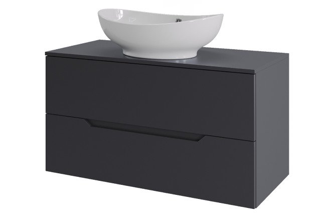 Изображение товара Подвесная тумба для ванной ORANGE Line 100 с раковиной графит MDF