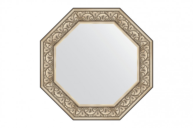 Изображение товара Зеркало настенное в багетной раме EVOFORM Octagon BAROCK серебро 75x75 см