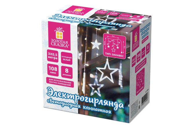 Изображение товара Электрогирлянда 3 м занавес 108 светодиодов праздничное освещение