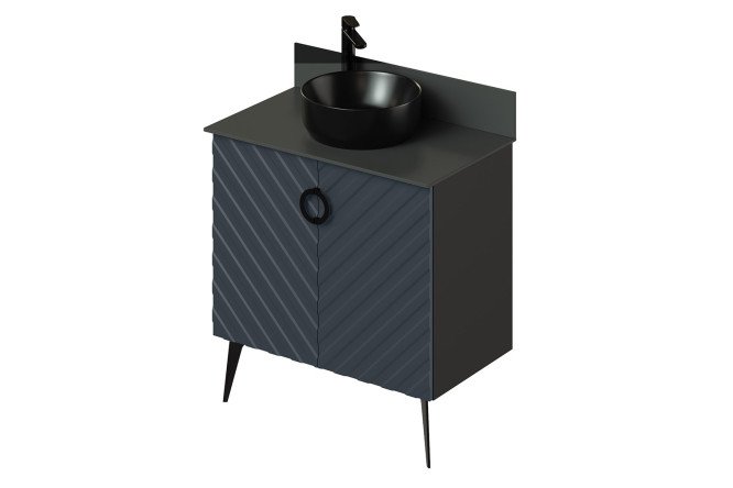 Изображение товара Тумба напольная Palladio 2.0 80,5 см черная с фасадом МДФ маренго софт