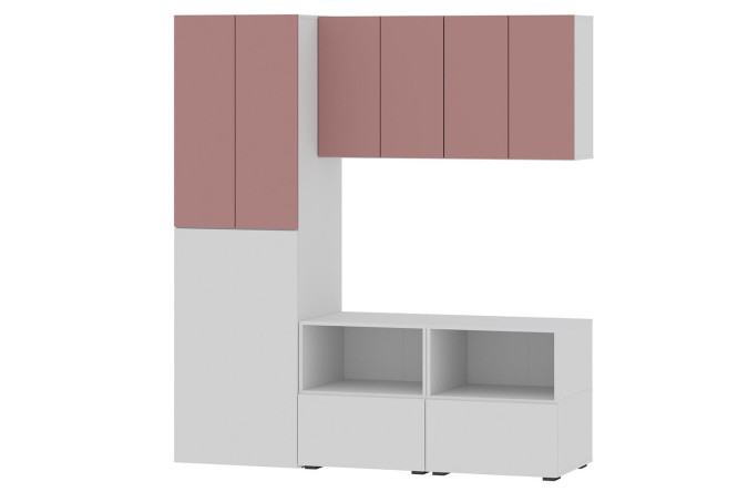 Изображение товара Модульная детская мебель Оскар мини 180x202,4x58, высокие ножки, выбор ручек