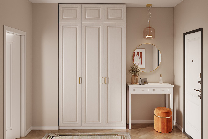 Изображение товара Шкаф 3-дверный HOFF Блокс Белла 149,5х236,4х37,2 см, бежевый, белое дерево