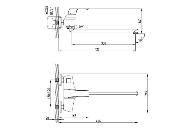 Смеситель для ванны LEMARK Unit LM4517C