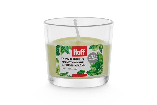 Изображение товара Свеча в стакане HOFF Зелёный чай 5.5 см
