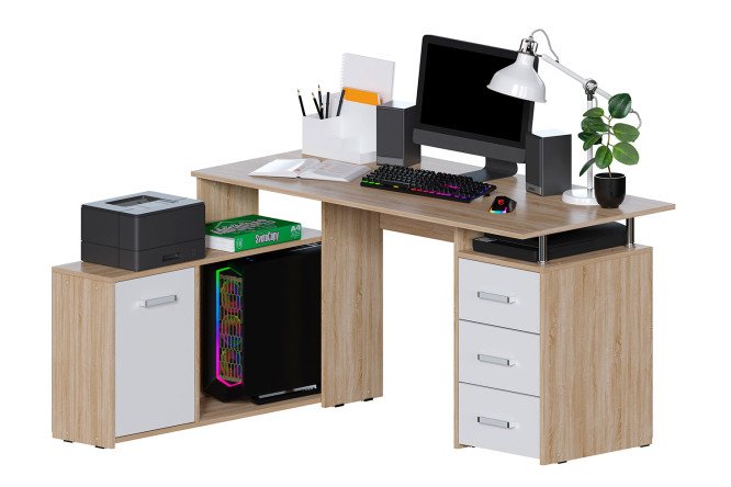 Изображение товара Компьютерный стол КС-14СБ левый дуб сонома 142,7x75x130,1 см