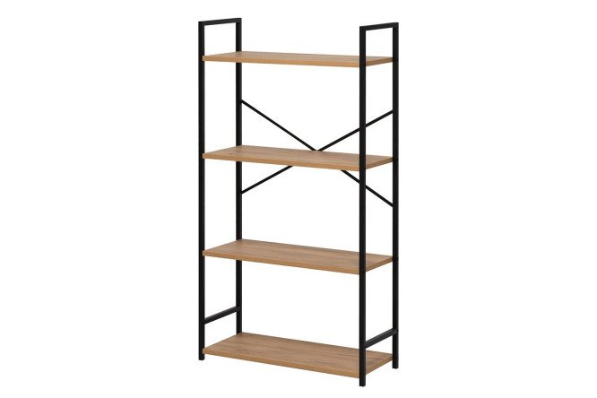 Изображение товара Стеллаж 4 полки Стилвуд, черный + дуб крафт золотой