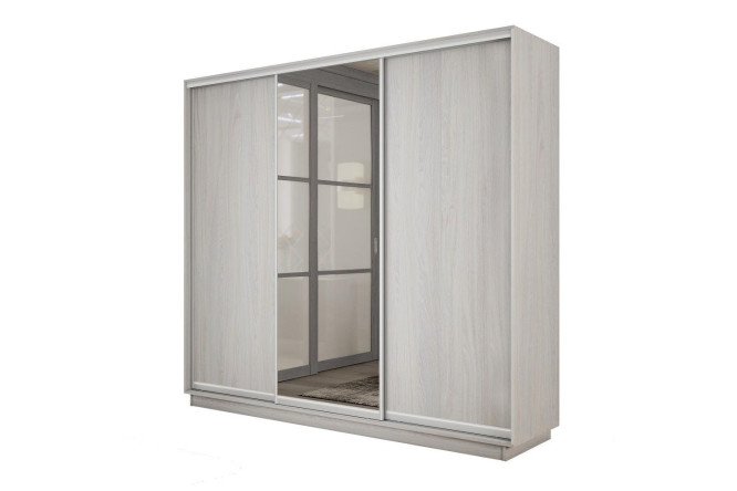 Изображение товара Шкаф-купе 3-дверный Slide-2 v.2 180x220x45 см ясень анкор светлый/серебро с зеркалом