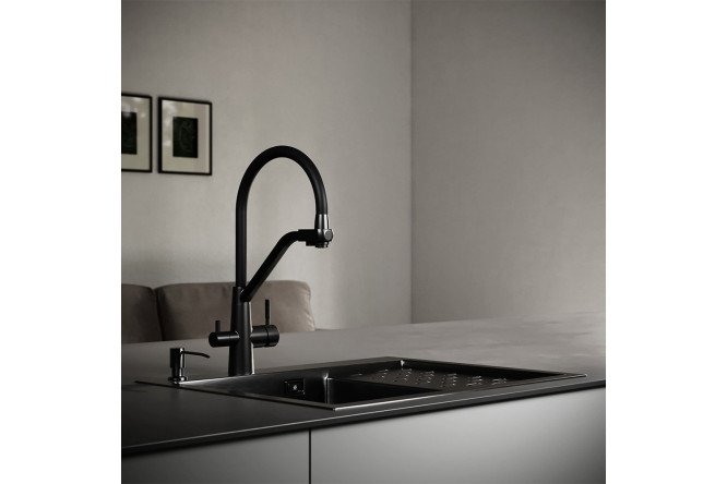 Мойка врезная с дозатором и крылом РМС MRK 6350BL-L 63х50х18 см