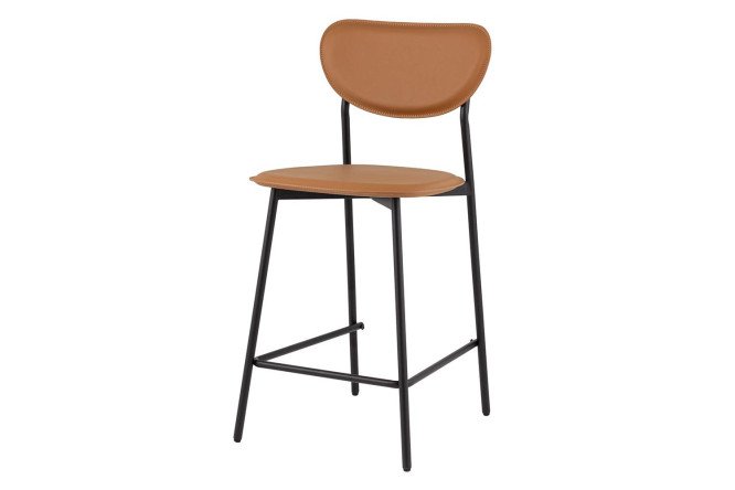 Стул барный Stool Group Minnie 42х89х49.5 см, цвет обивки коричневый, ножек чёрный