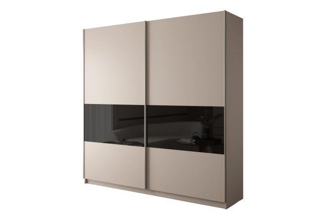 Изображение товара Шкаф-купе 2-дверный Chester 220x230 см, кашемир, чёрный глянец, профиль - серебро