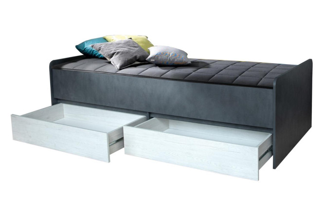 Изображение товара Кровать Челси Бум 90х200 см цвет металл бруклин, дуб бордо лайт