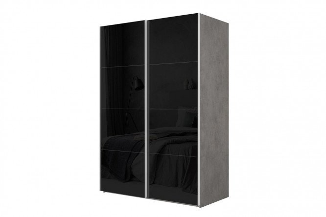 Изображение товара Шкаф-купе Comet 2-дверный 160х240 см бетон светлый с черным стеклом