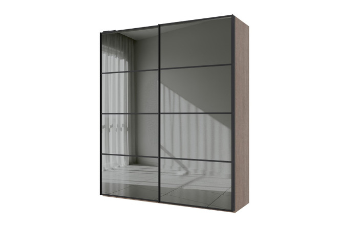 Изображение товара Шкаф-купе Блокс Ультра 208х236,4х67 см дуб тёмный серый графит стекло черный профиль