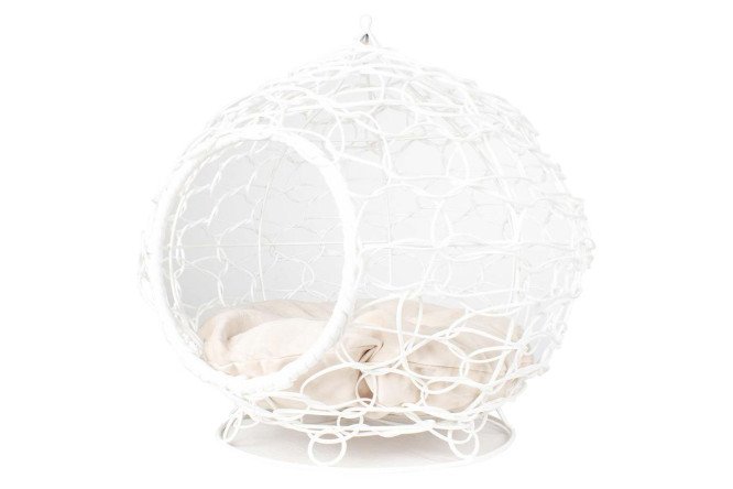 Изображение товара Домик для животных Кокон малый из стали и искусственного ротанга Белый