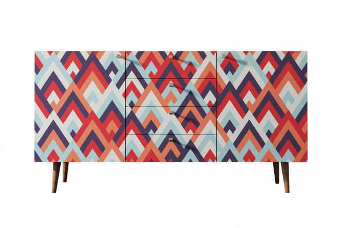 Изображение товара Комод Berber 160x70x40 см с принтом и коричневым каркасом