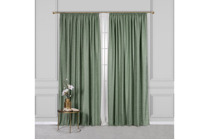 Изображение товара Штора на ленте Гордиан 220х270 см зеленая жаккардовая для интерьера