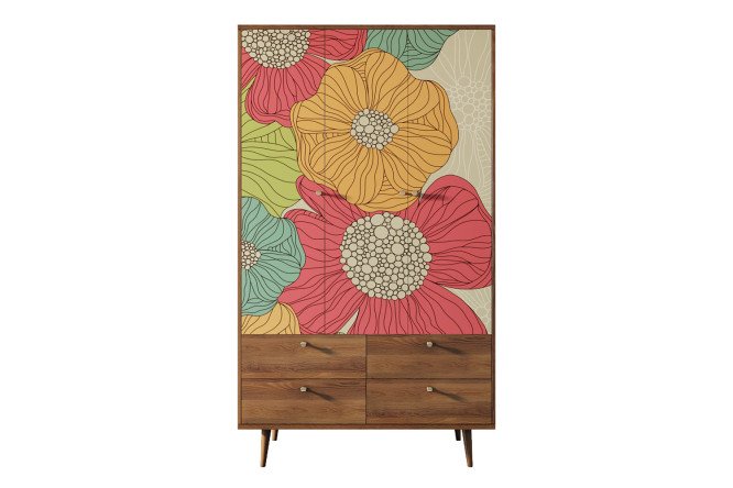 Изображение товара Шкаф 3-створчатый с 4 ящиками Berber, современный мебель для хранения