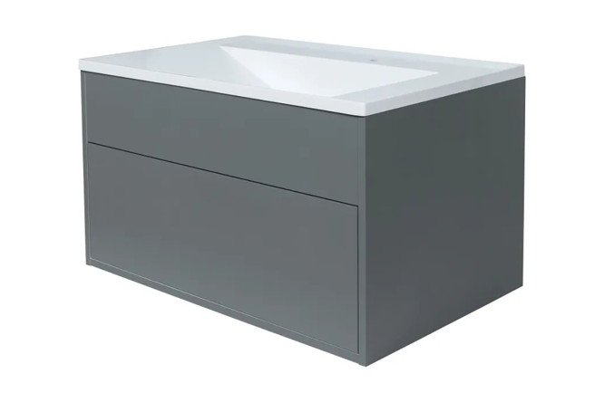 Изображение товара Тумба под раковину подвесная Lotus 39340205462 80 см, цвет каркаса серый, фасада серый