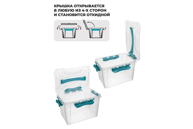 Ящик для хранения универсальный Grand box с крышкой, замками и ручкой 29x18x19 см, 6.65 л