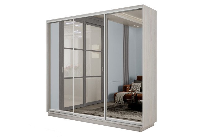 Изображение товара Шкаф-купе 3-дверный Slide-2 ясень анкор светлый с зеркалами