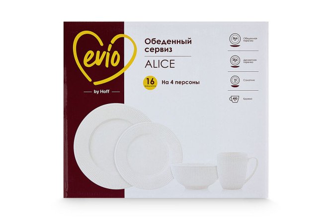 Фото 9 Обеденный сервиз EVIO Alice на 4 персоны 16 предм., Керамика