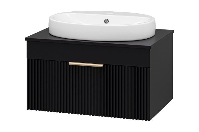 Изображение товара Тумба подвесная Enfida 70 ENF-06070-0241Я с 1 ящиком 71 см, цвет каркаса чёрный, фасада чёрный