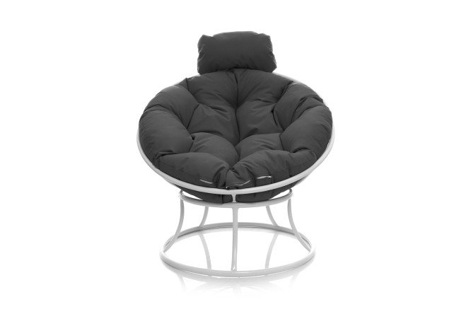 Изображение товара Кресло мини Папасан, белый каркас, серые элементы, 77x68x81 см