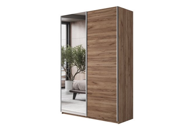 Изображение товара Шкаф-купе 2-дверный Cors-2 140х230х57 см, дуб крафт табачный, с одним зеркалом