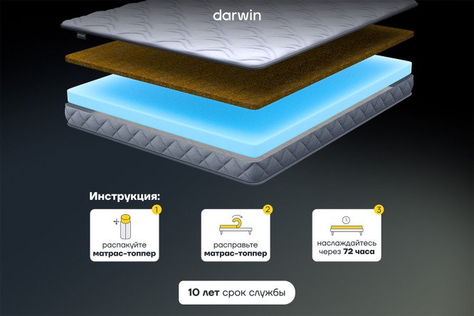 Фото 10 Матрас-топпер анатомический DARWIN Buster Comfort 80х190 см