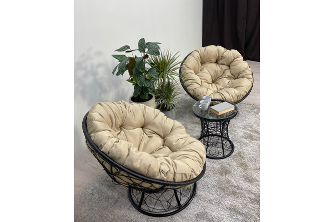 Изображение товара Садовый набор Папасан Плюс 2 емкости 43х43х43 см черный бежевый