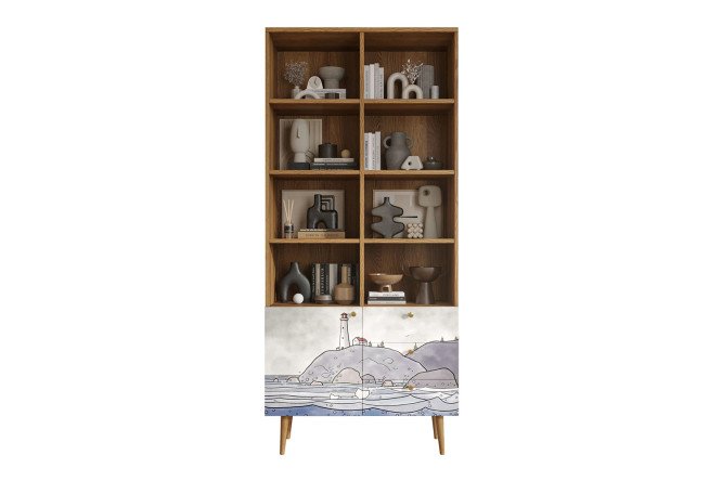 Изображение товара Стеллаж на комоде Berber 90x200x40 см из ЛДСП коричневый