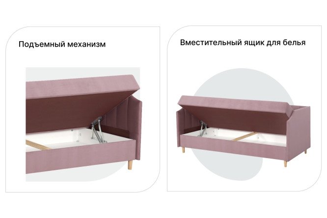 Фото 4 Диван-кровать Челси с подъёмным механизмом 80х190 см цвет роза