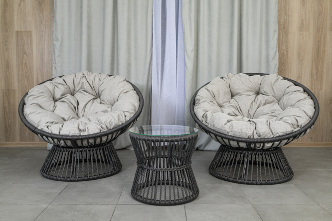 Изображение товара Набор садовой мебели Папасан Плюс цвет тёмно-серый, серый