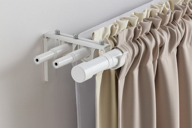Карниз трёхрядный Тейде настенный раздвижной металлический 210-385 см