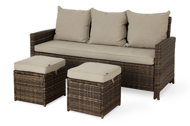 Изображение товара Набор садовой мебели Glendale с прямым диваном цвет коричневый, бежевый