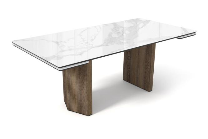 Изображение товара Обеденный раскладной стол Моцарт 200х77х100 см из МДФ и стекла