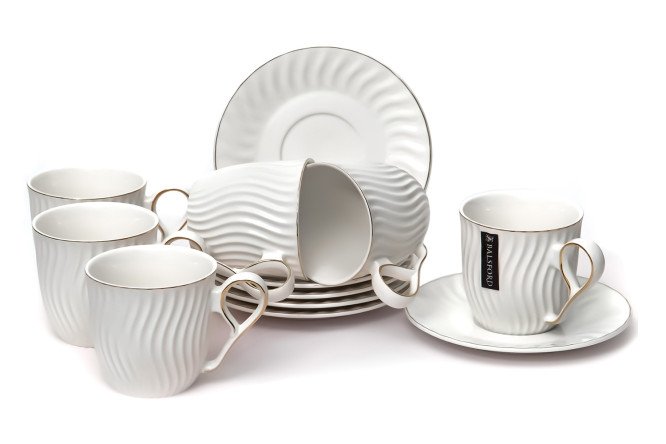 Изображение товара Набор чайных пар Фьюжн 6 персон 12 предметов из фарфора