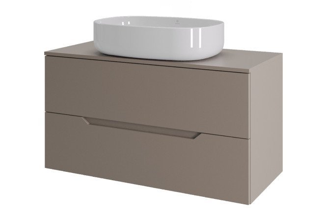 Изображение товара Тумба подвесная ORANGE Line 100 с раковиной латте МДФ стильная и практичная