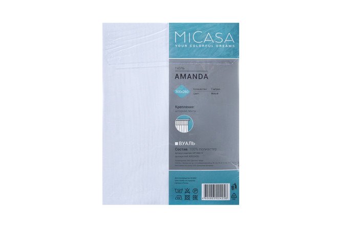 Фото 7 Тюль MICASA Amanda 300х260 см, 1 шт., цвет белый